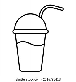 Vector Plastic Cup Outline Icon Design
