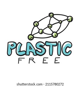 Vector Plastic Free Leaf Molecule, Logo Icon.