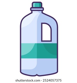 Vector plastic jug for oil, milk, or dairy in an outline style. Packaging of food supply, storage, and delivery symbol