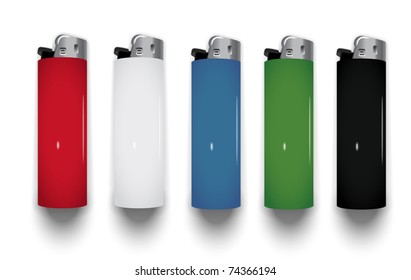 vector plastic lighters (three-dimensional shadow)