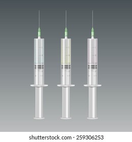 Vector Plastic Medical Syringe Isolated on Background