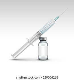 Vector Plastic Medical Syringe Isolated on White Background