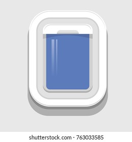 Vector Plastic Open Plane Window on Grey Background