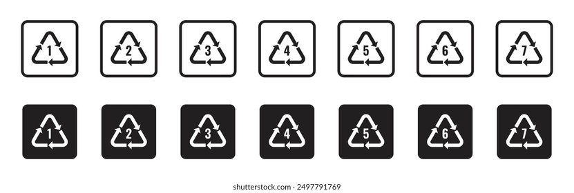 Vector Plastic Recycle Code Symbol Set