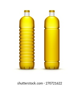 Vector Plastic Sunflower Olive Oil Blank Bottle Isolated on White Background
