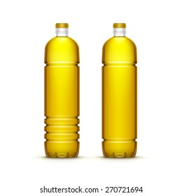 Vector Plastic Sunflower Olive Oil Blank Bottle Isolated on White Background
