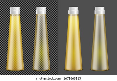 Vector plastic transparent bottle with lid for oil or juice