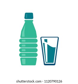 vector plastic water bottle, drink container illustration - fresh mineral water