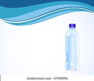 vector plastic water bottle on wave background