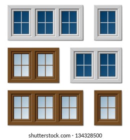 vector plastic windows white brown