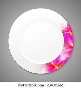 Vector plate with abstract flower background