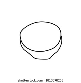 Vector plate with a black line.Simple food and cooking illustration in doodle style on a white isolated background hand drawn.Design for social networks,web,advertising,banners,menus,recipes.