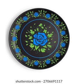 Vector plate with blue roses