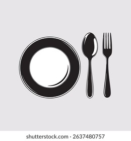 vector plate with fork and spoon