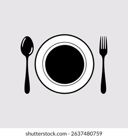 vector plate with fork and spoon