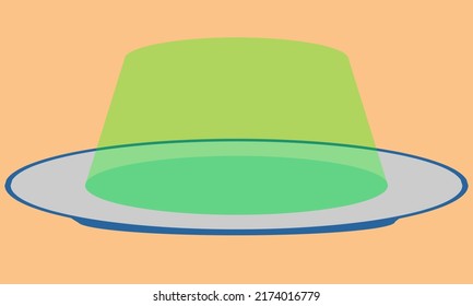 Vector de un plato con gelatina verde. Postres dulces y deliciosos.