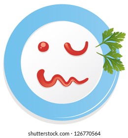 vector plate with ketchup smiley face