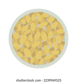 Placa vectorial con ilustración plana de cacahuete. Plato dibujado a mano con cacahuete