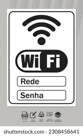 Vector plate for printing wifi network and password in Brazilian Portuguese