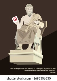 [vector] Platon (Plato) and his political maxims awakening the importance of voting