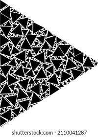 Vector play button icon composition. Play button mosaic is made from repeating self play button elements. Recursive mosaic from play button icon.