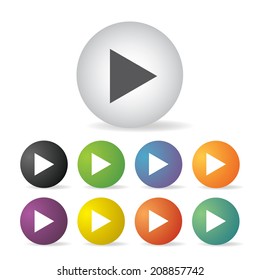 vector play button icon set 