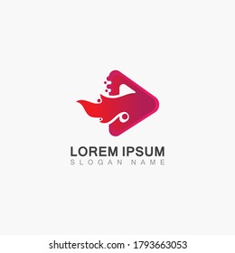 Vector Play button icon Video application icon design template. Music player design