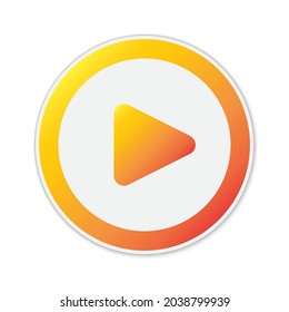 Icono de Reproducción vectorial. Botón Reproducción de color aislado. Pegatina de papel con sombra.