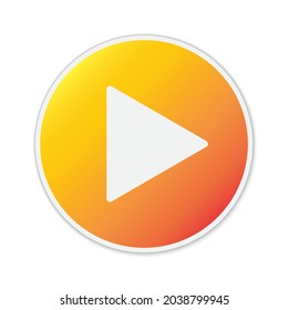 Icono de Reproducción vectorial. Botón Reproducción de color aislado. Pegatina de papel con sombra.