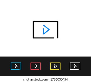 Vector play icon. Premium quality graphic design. Modern signs, outline symbols collection, simple thin line icons set for websites, web design, mobile app, infographics- Editable Stroke