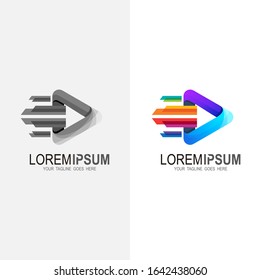 Vector play icon. Video application icon design template. Music player. Line art. Paper origami collection. Application icon design