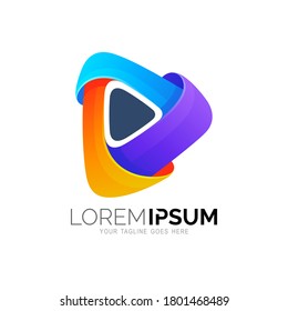 Vector play icon. Video application icon design template. Music player. Application icon design