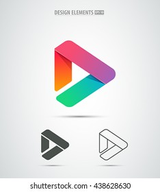 Vector play icon  Video application icon design template  Music player  Line art  Paper origami collection  Application icon design for iOS   Android  Material design