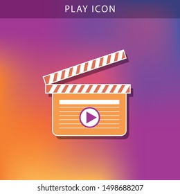 Vector play icon. white play button,flat icon