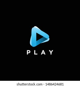 Vector play logo. Video application icon design template. Music player. Line art. geometric collection. Material design