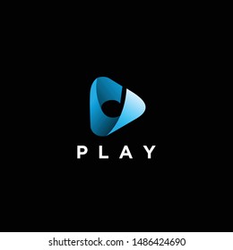 Vector play logo. Video application icon design template. Music player. Line art. geometric collection. Material design
