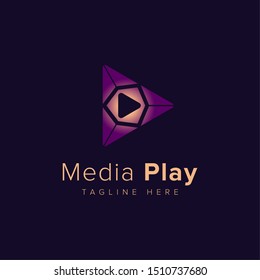 Vector play logo. Video application icon design template. Geometric collection. Material design. Play icon, Music and video player logo elements.
