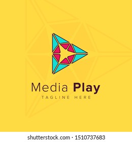 Vector play logo. Video application icon design template. Geometric collection. Material design. Play icon, Music and video player logo elements.