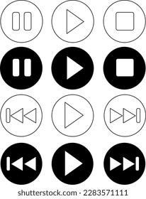  vector play media button icon set . play button , start button , run button , play  , play pause