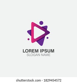 Diseño de estilo colorido gradiente de imagen con logotipo de reproducción vectorial