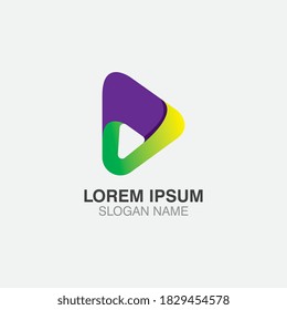 Diseño de estilo colorido gradiente de imagen con logotipo de reproducción vectorial