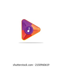 vector play music and colored musical notes with obtuse triangles suitable for logos, business brands or posters