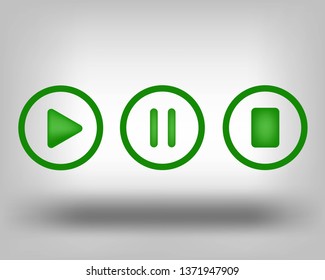 Vector of play, pause and stop button icon on isolated background