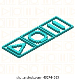 Vector Playback Button Isometric