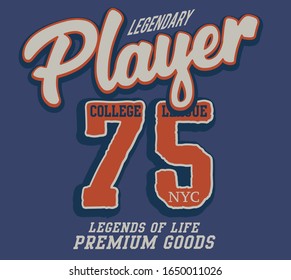 vector player 75 college varsity print