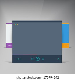Vector player. Flat UI brochure and window