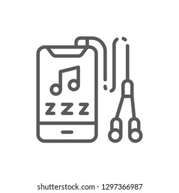 Vector player with headphones line icon. Symbol and sign illustration design. Isolated on white background