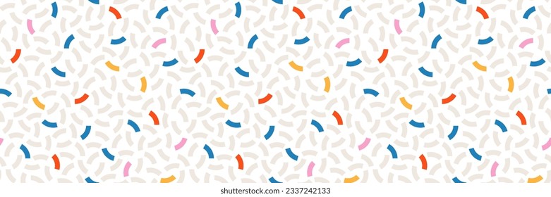 Vector playful childish geometric seamless pattern. Memphis style banner with simple shapes. Vivid primary colors. Vibrant  retro geometric banner on white background