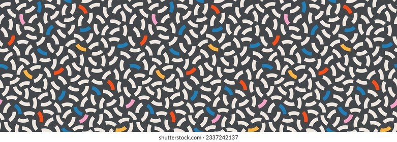 Vector playful childish geometric seamless pattern. Memphis style banner with simple shapes. Vivid primary colors. Retro inspired geometric vibrant colorful web background banner