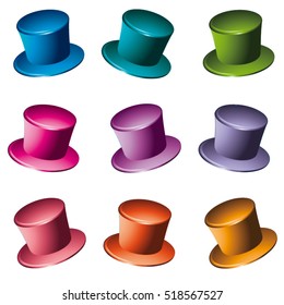 Vector playful colorful top hat pattern